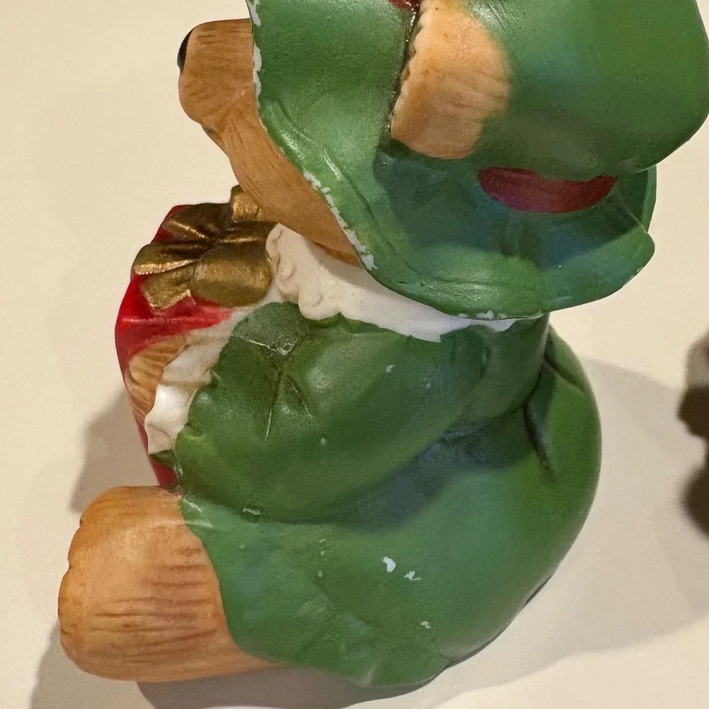 Vintage Homco Christmas Bear Figurines Set of 3 Porcelain 5175 Green Red Holiday